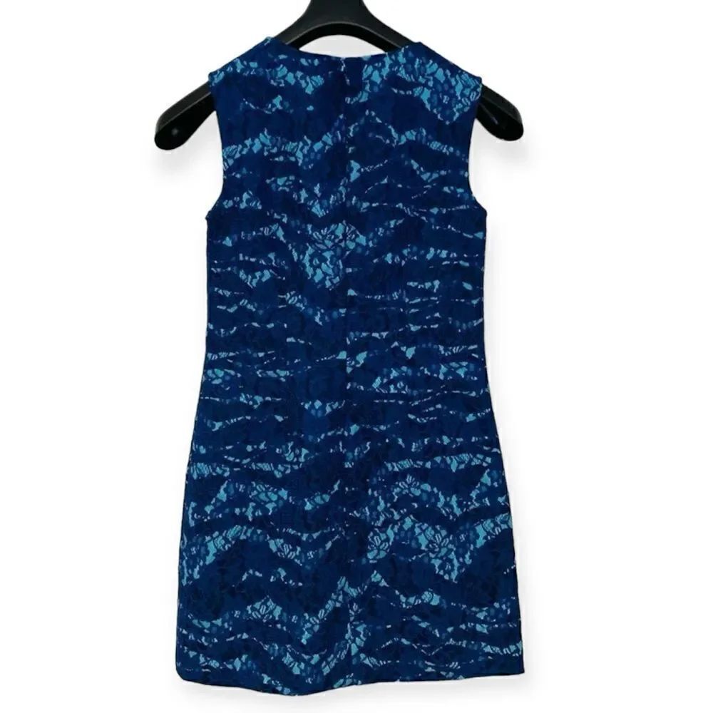 Cynthia Steffe Blue Patterned Lace Mini Dress Size 2 - Picture 4 of 7
